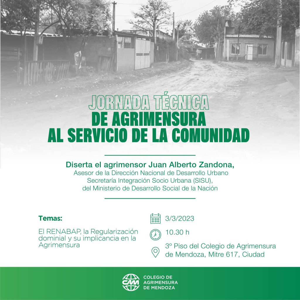 Jornada Técnica de Agrimensura al Servicio de la Comunidad - Colegio de Agrimensura de Mendoza