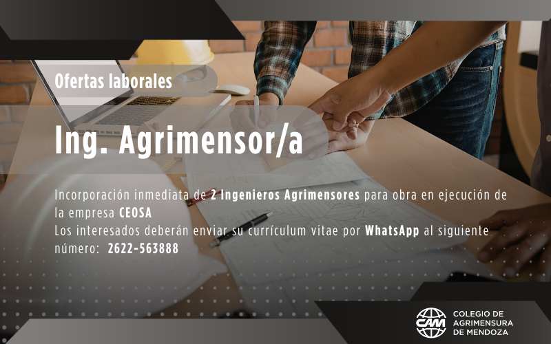Nueva búsqueda laboral para profesionales de la Agrimensura